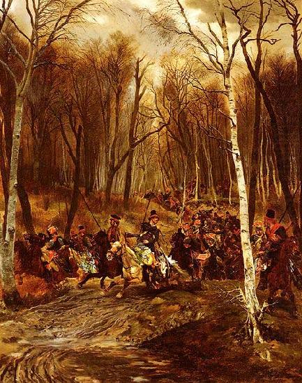 Edouard Detaille Cossacks Attacking a squad of the Gardes d'honneur from the Jeune Garde Imperiale china oil painting image